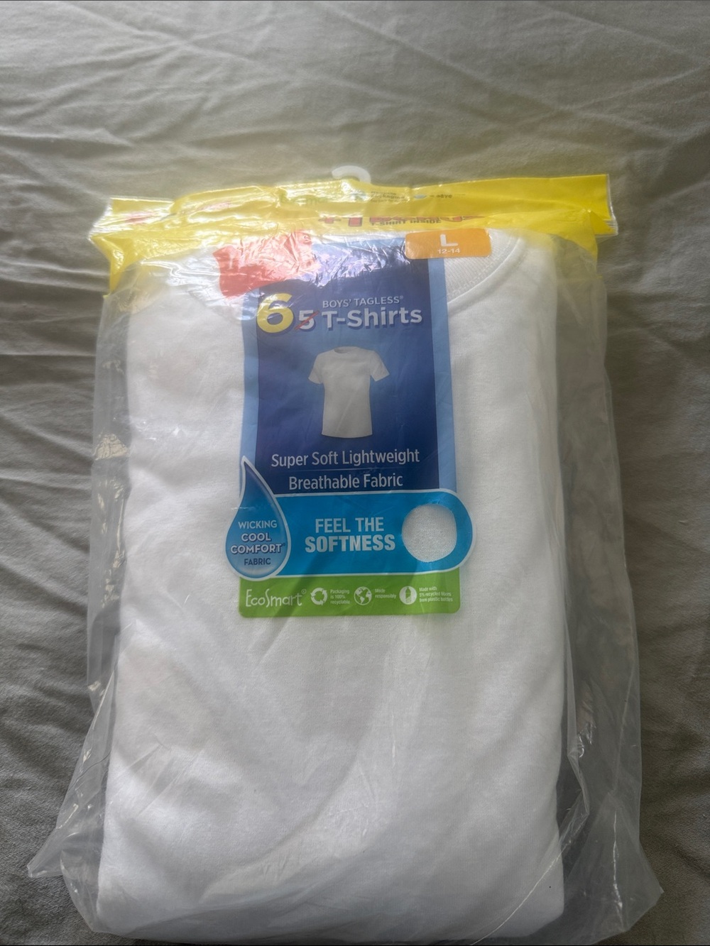 Hanes Boys' White Short Sleeve Tagless T-Shirts - Pack of 6